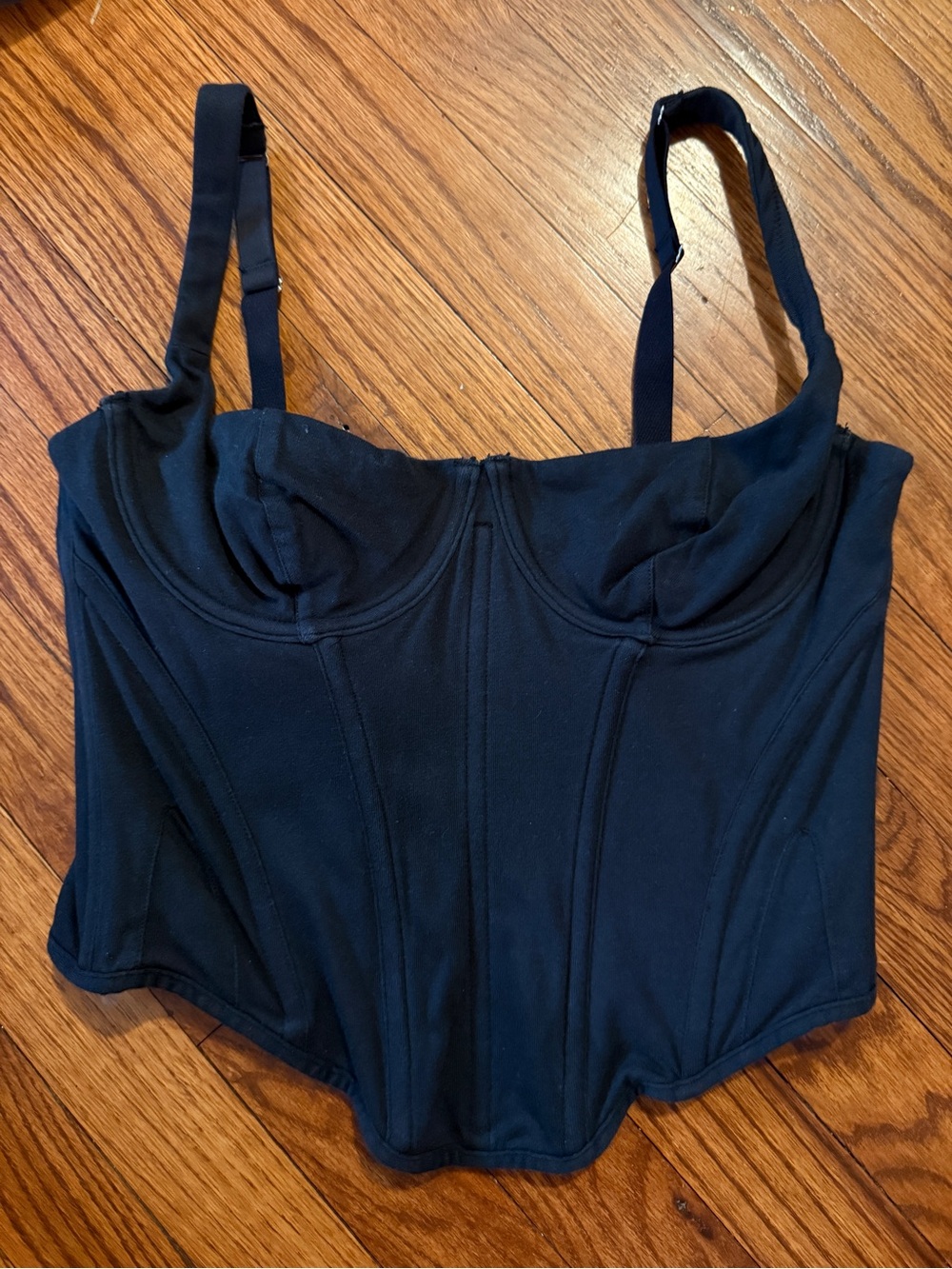 Skims Black Cotton Corset Top - M